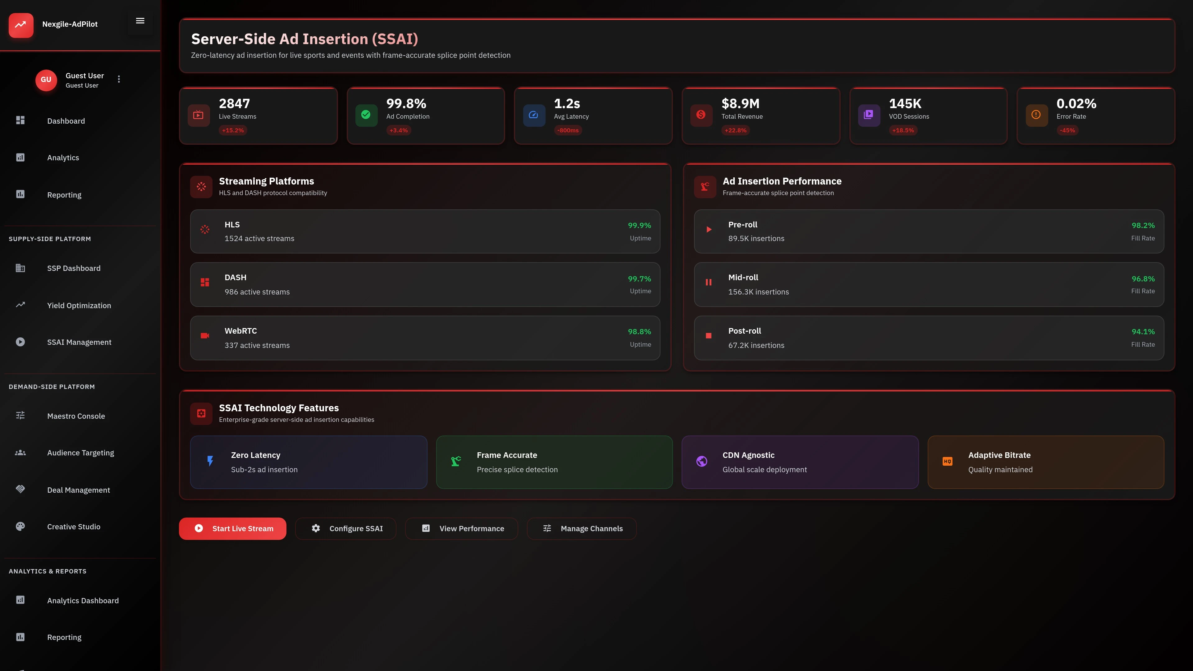 Nexgile-AdPilot Command SSAI Dashboard