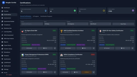 Nexgile-Certifai Nexus Certifications Portal