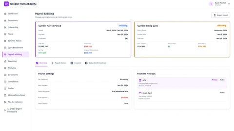 Employer Payroll & Billing Dashboard